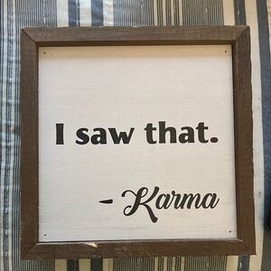 Karma 4x4 Brown and White Home Decor Sign